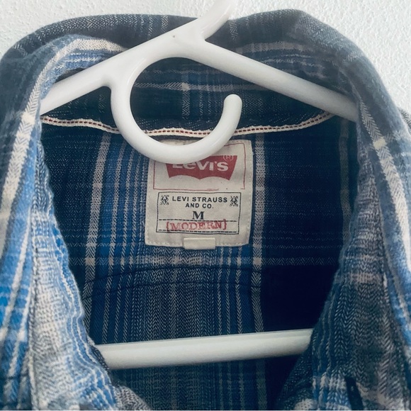 Levi Strauss blue plaid snap button down shirt - Picture 8 of 8